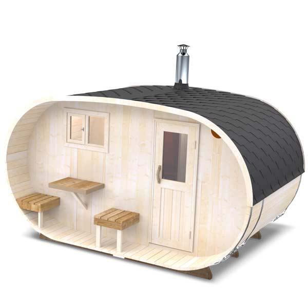 pic 2 oval outdoor sauna for 4 persons