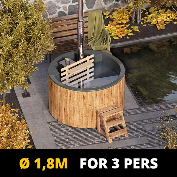 pic For 3 persons Wood-fired Hot Tub with an Inside Heater