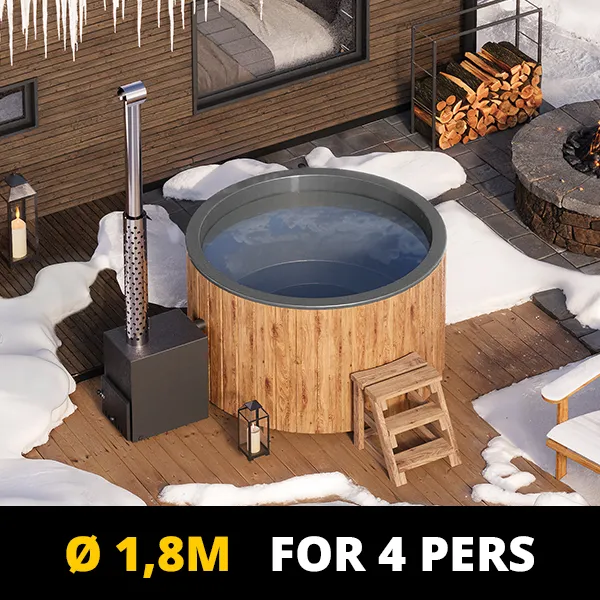 pic For 4 persons Wood-fired Hot Tub with an Outside Heater