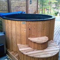 Small Wood-fired Hot Tub|Round model for 4 persons|With Fiberglass liner