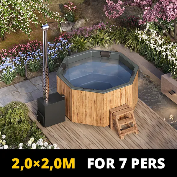 pic For 7 persons Wood-fired Hot Tub Octa from Fiberglass