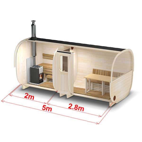 pic 1 5m outdoor sauna for 6 persons with seats or bed