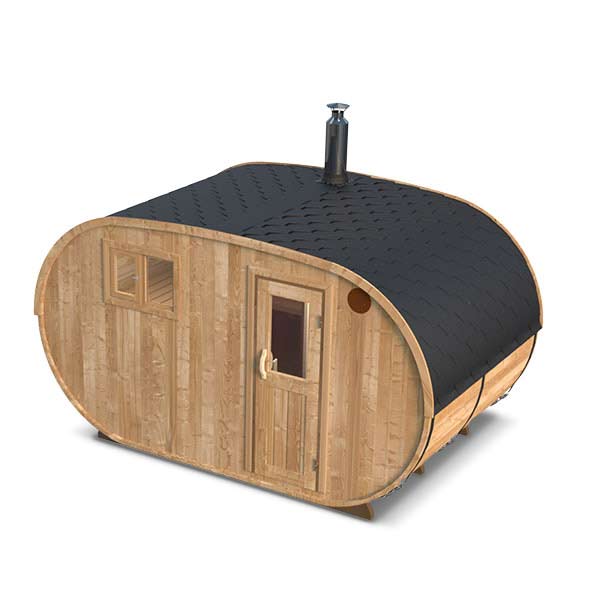 pic 3 oval outdoor sauna for 6 persons