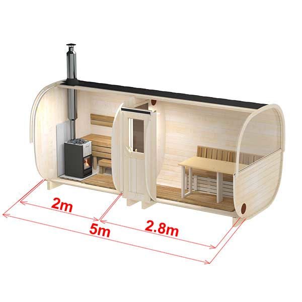 5m Outdoor Sauna for 6 persons (S5P)
