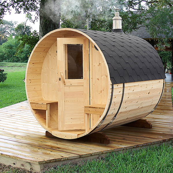 Outdoor Sauna  | Barrel Sauna for 4 persons | with Outside Seats