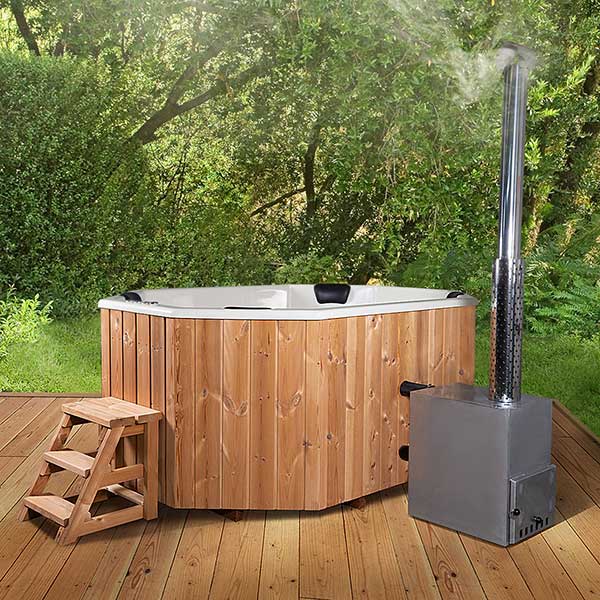 Original Cedar Wood Hot Tub Kit - for 3-5 People - Wood Fired -  Barrel-Shape - Divine Saunas