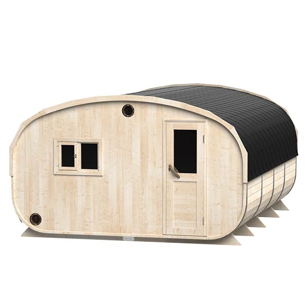 photo 2 big oval outdoor sauna xl for 6 persons