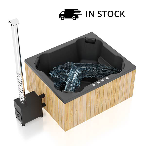 photo 1 in stock wood-fired hot tub quattro