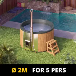 pic Round Hot Tub with integrated wood-fired stove for 5 people