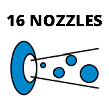 16 hydromassage nozzles