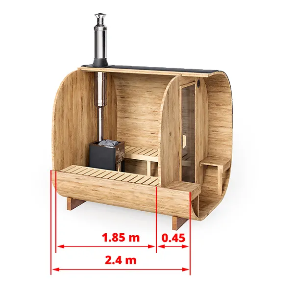 pic 1 2.4m for 4 persons round barrel cube sauna with outside seats