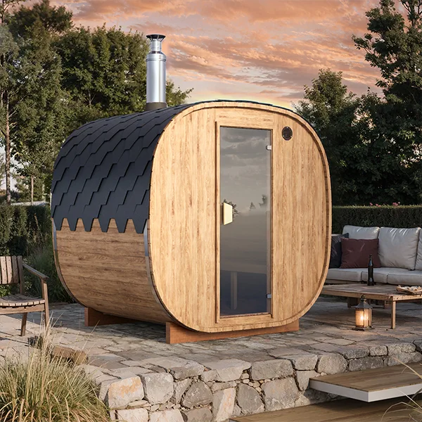 pic 2 2-2.3m for 4 persons round barrel cube sauna