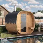 pic 2 2.4m for 4 persons round barrel cube sauna with outside seats