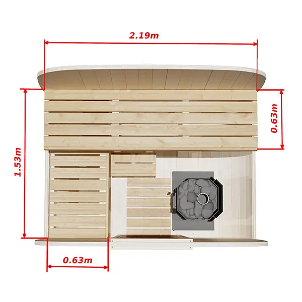 pic 3 1.7m for 3 persons round barrel cube sauna