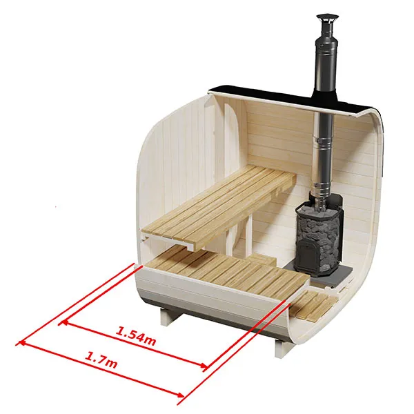 pic 4 1.7m for 3 persons round barrel cube sauna