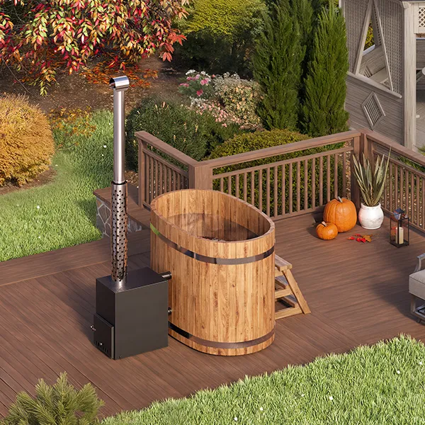 pic for 2 persons wooden hot tub with an outside heater