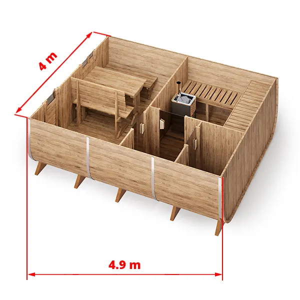 pic 1 big oval outdoor sauna for 6 persons