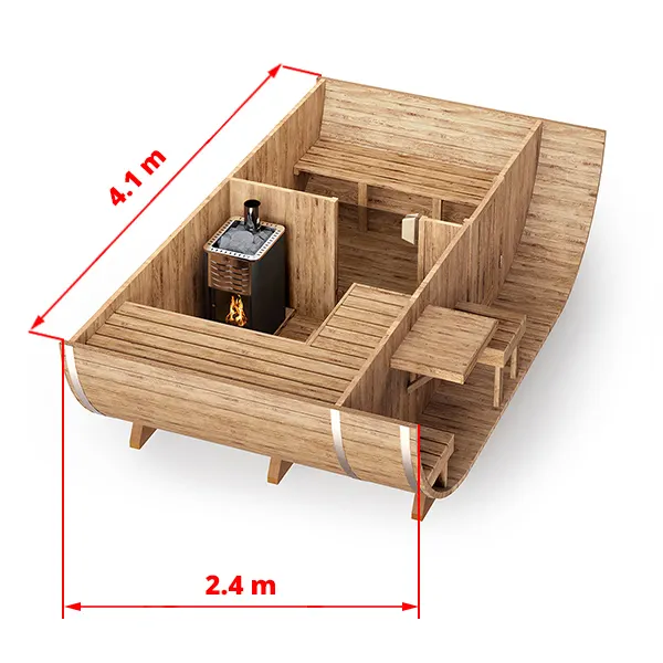 pic 1 oval outdoor sauna for 4 persons