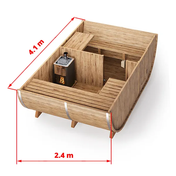 pic 1 oval outdoor sauna for 6 persons