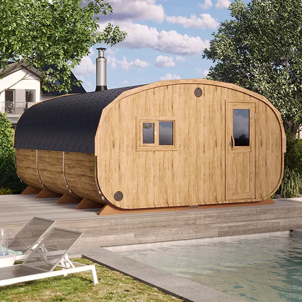 pic 2 big oval outdoor sauna for 6 persons