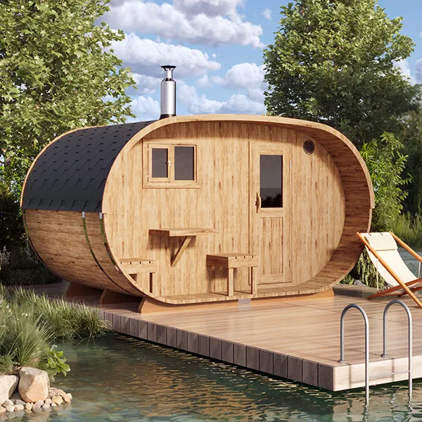 pic 2 oval outdoor sauna for 4 persons