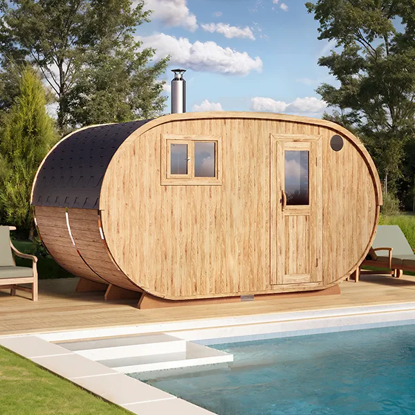 pic 2 oval outdoor sauna for 6 persons