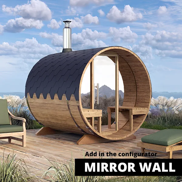 pic 2.4m for 4 persons outdoor sauna with outside seats s2v mirror