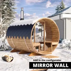 pic 2.8m for 4 persons outdoor sauna with outside seats s28v mirror