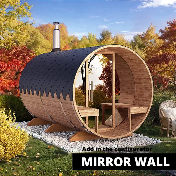 pic 3.6m for 6 persons outdoor sauna with outside seats s3v mirror